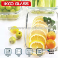 Rectangle shape 13.5oz glass containers with PP cover and color silicone ring for food storage